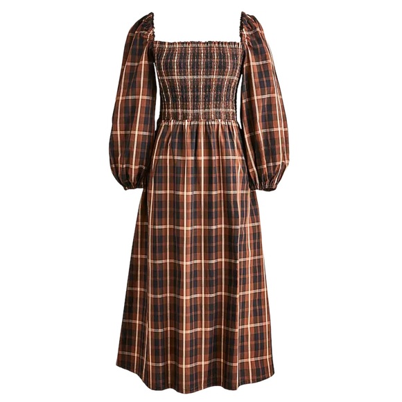 J. Crew Dresses & Skirts - J.Crew Smocked puff-sleeve dress in Friday Plaid Size Medium Smocked Waist EUC